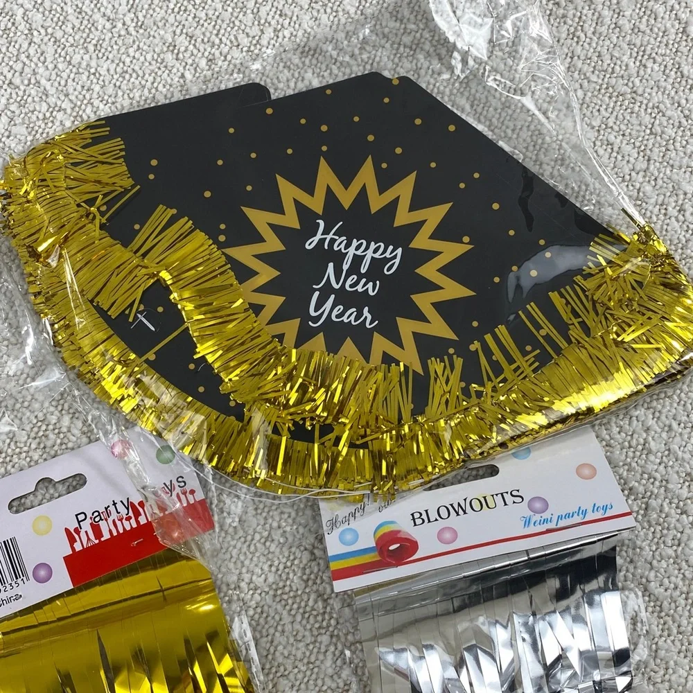 New Year's Party Supplies Set with Gold and Silver Accents
